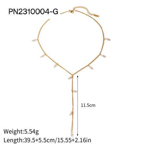 Sorella Drop Necklace - 18k gold plated with fresh water pearls