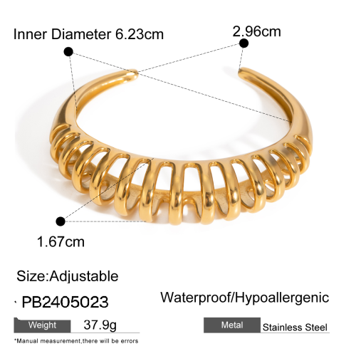 HandCuff Bracelet - 18k PVD Gold plated