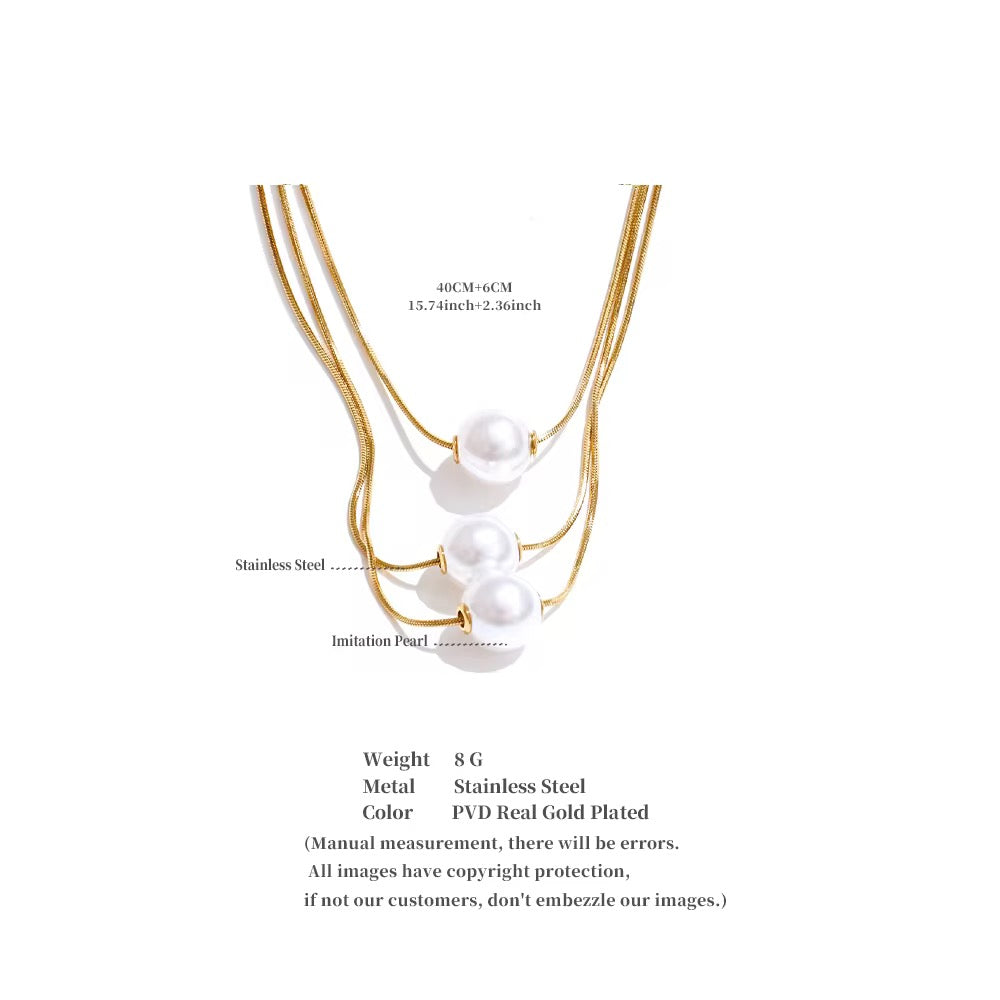 Eclat layered pearl Chain : 18kt gold layered chain