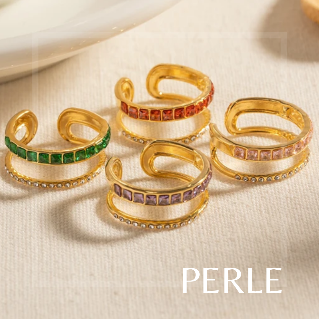 Twist & Shine Rings - 18k Gold plated, Adjustable, Cubic Zirconia Rings