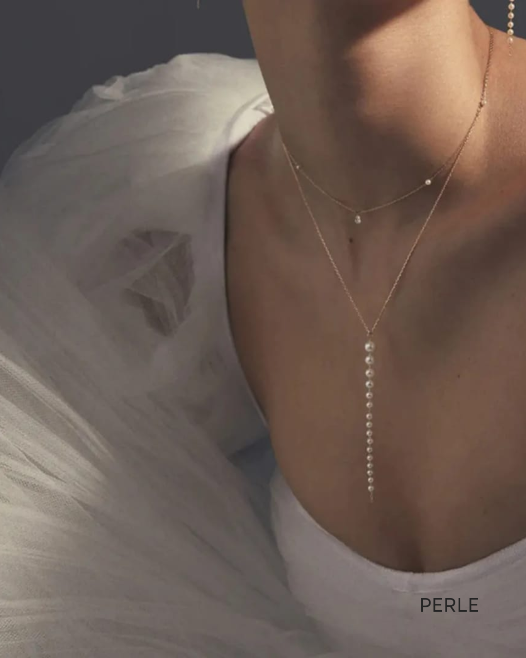 Celeste Dew- 18k Gold plated Pearl delecate Necklace