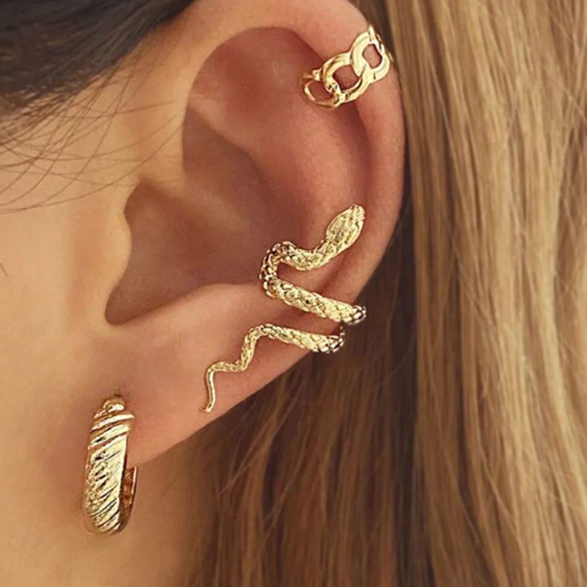 Serpent Earcuff - 18k PVD plated 316 stainless steel, Adjustable