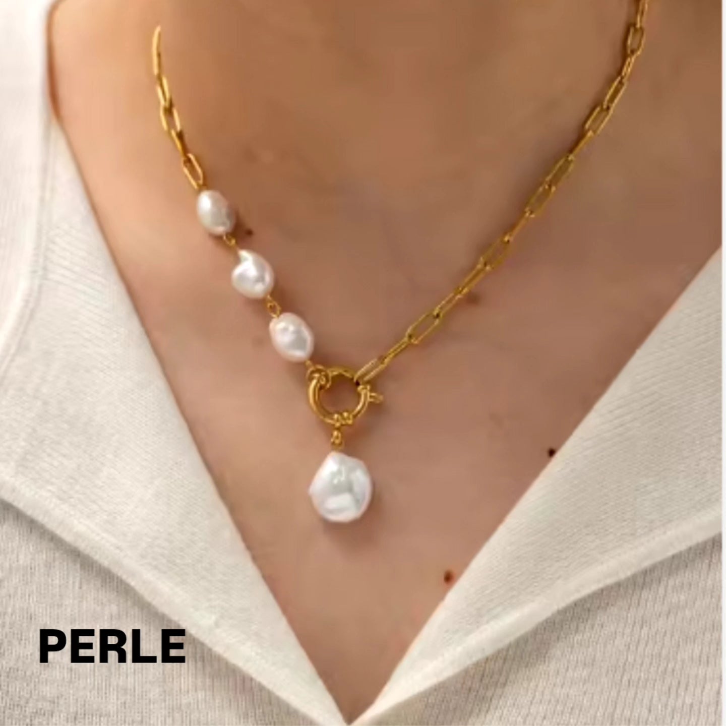 Bianca Pearly necklace - Original Fresh water pearls 18k gold plated chain