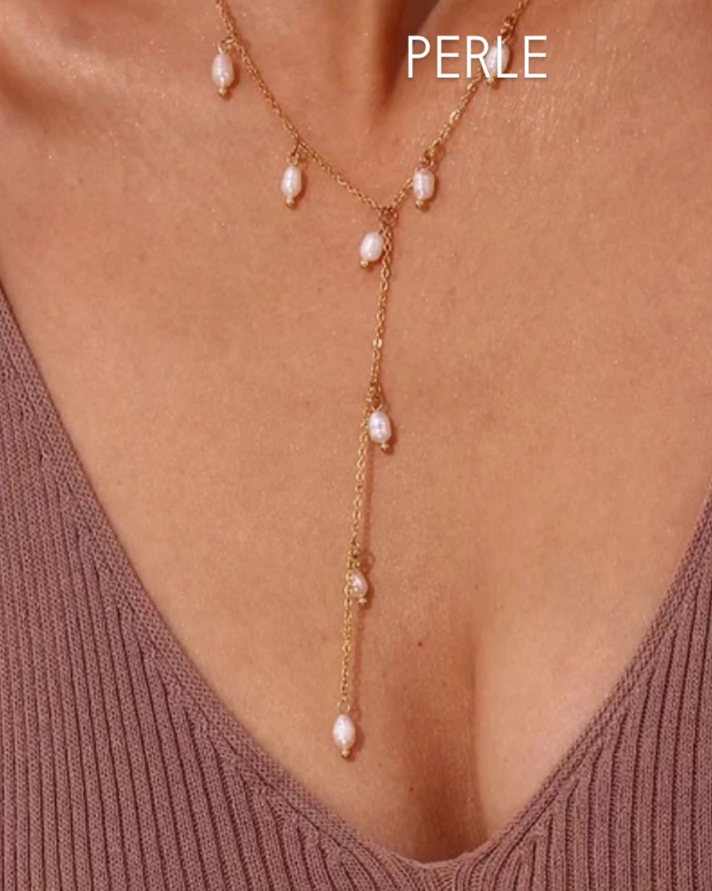 Sorella Drop Necklace - 18k gold plated with fresh water pearls
