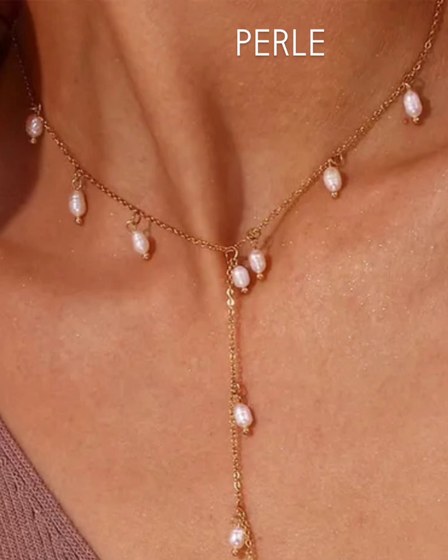 Sorella Drop Necklace - 18k gold plated with fresh water pearls