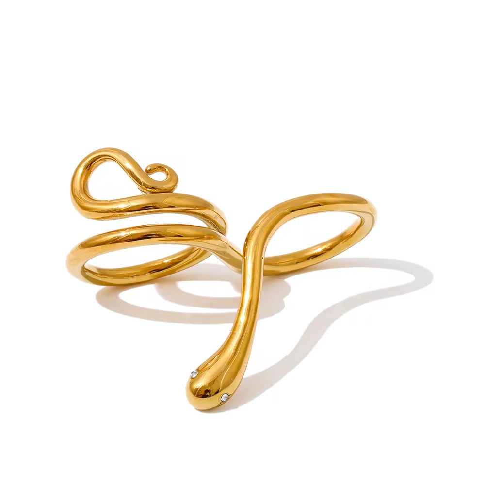 Snake ring :  18k PVD plated Double finger ring