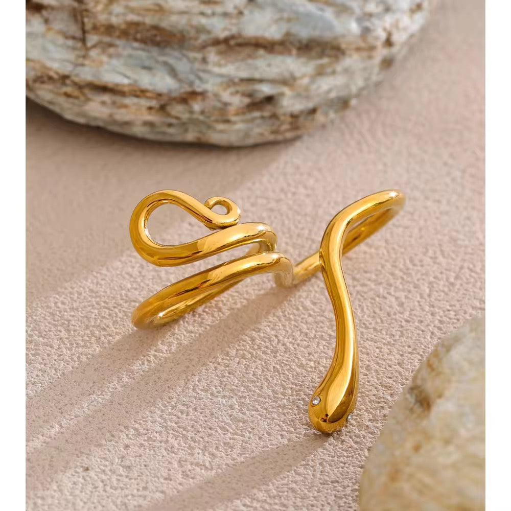 Snake ring :  18k PVD plated Double finger ring