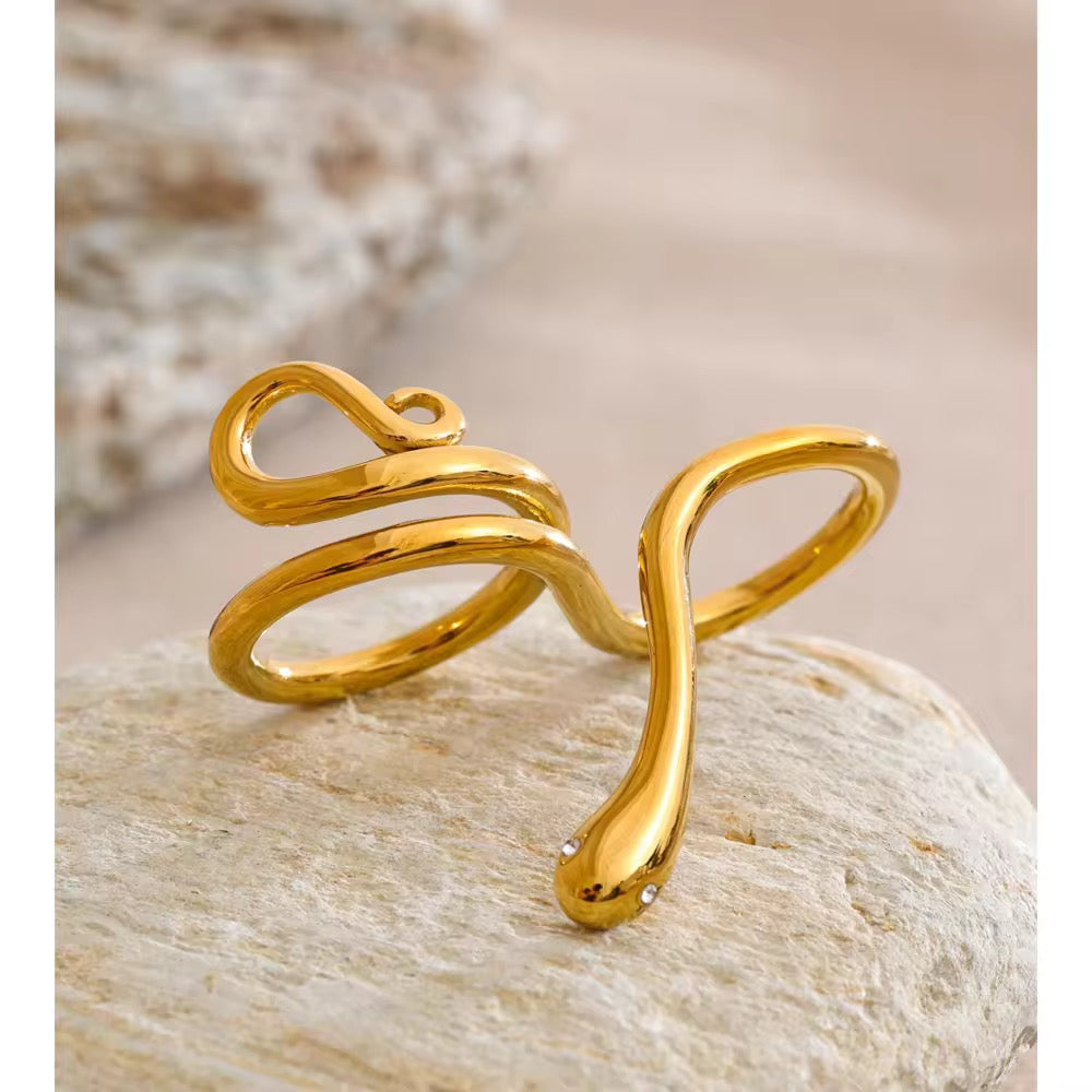 Snake ring :  18k PVD plated Double finger ring