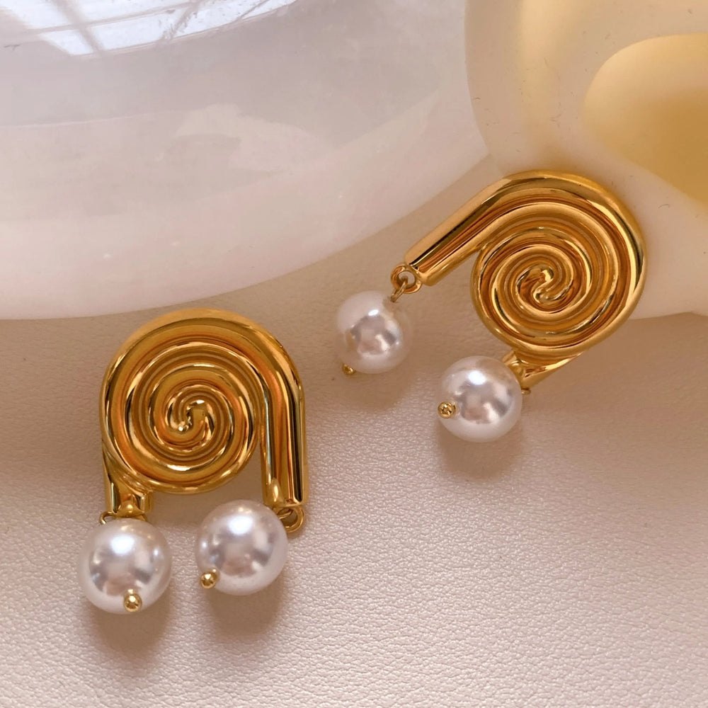 Eddie Studs - 18k thick gold plated studs with scratch free pearls
