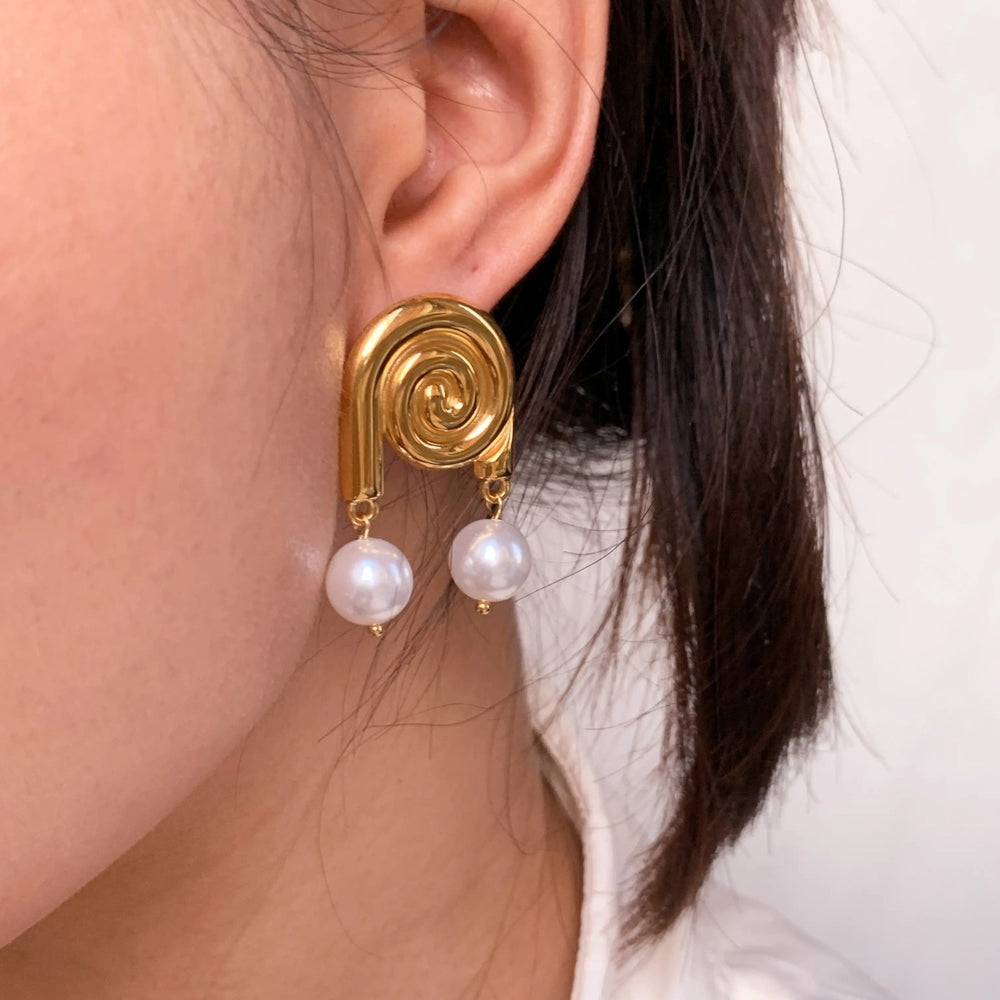 Eddie Studs - 18k thick gold plated studs with scratch free pearls