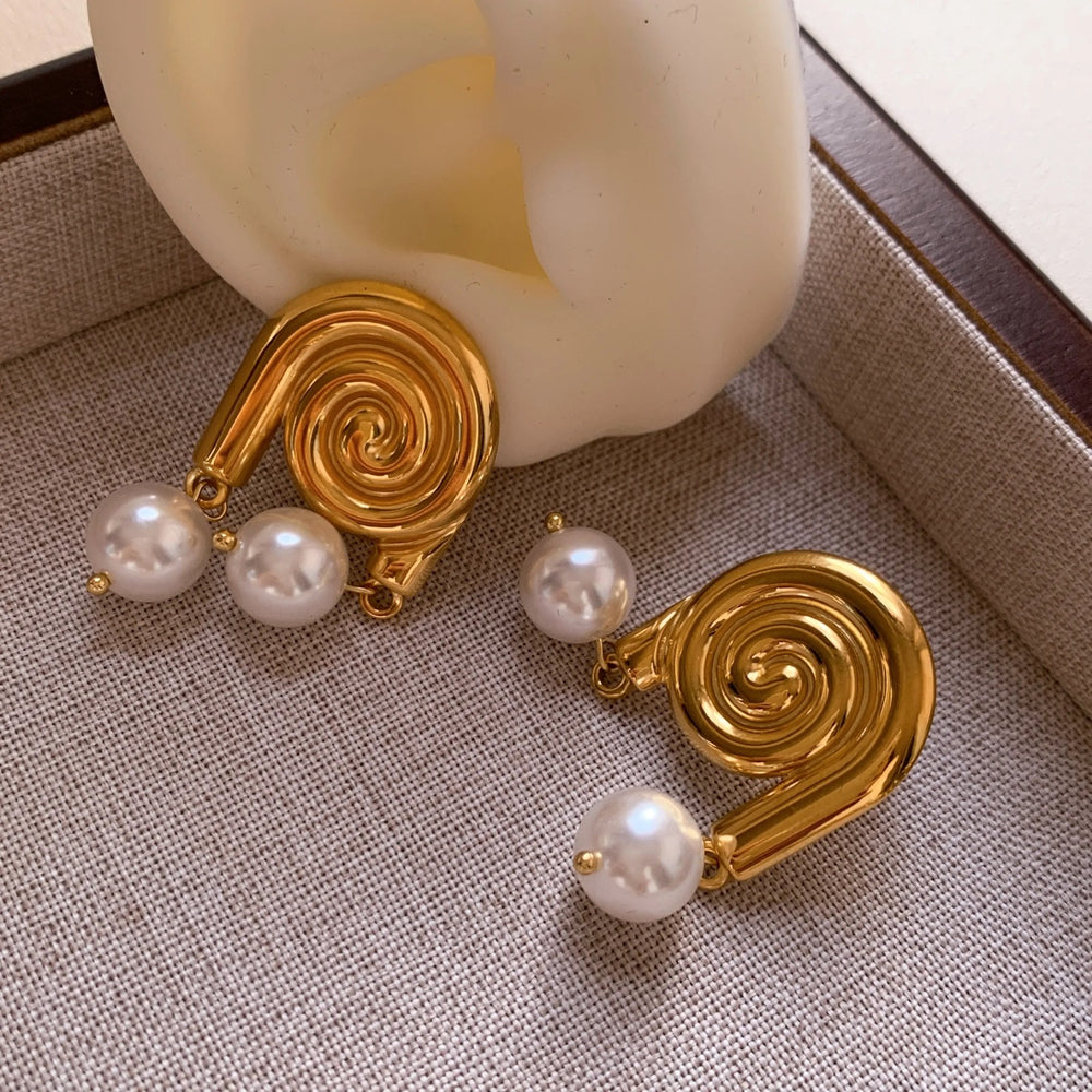Eddie Studs - 18k thick gold plated studs with scratch free pearls