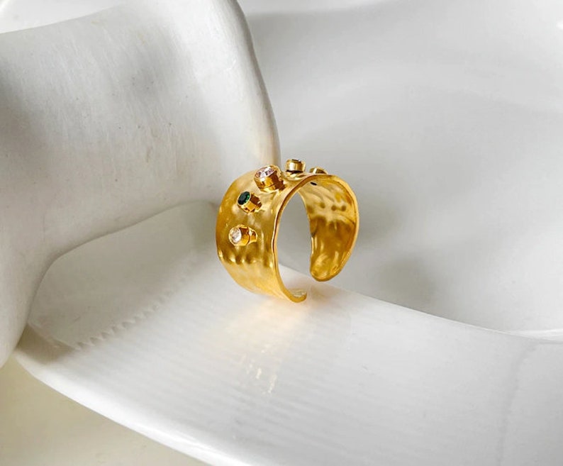 Cersi hammered ring - 18kt pvd gold plated