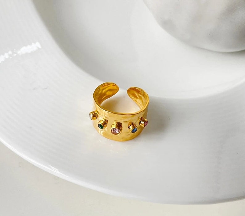 Cersi hammered ring - 18kt pvd gold plated