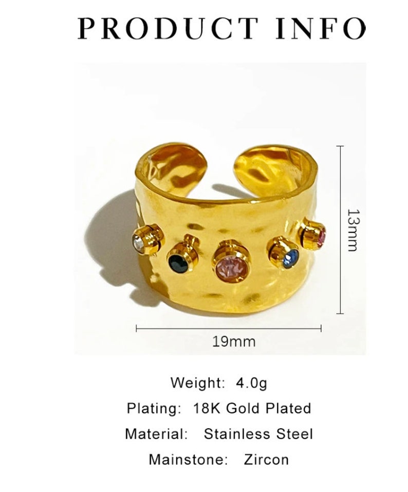 Cersi hammered ring - 18kt pvd gold plated